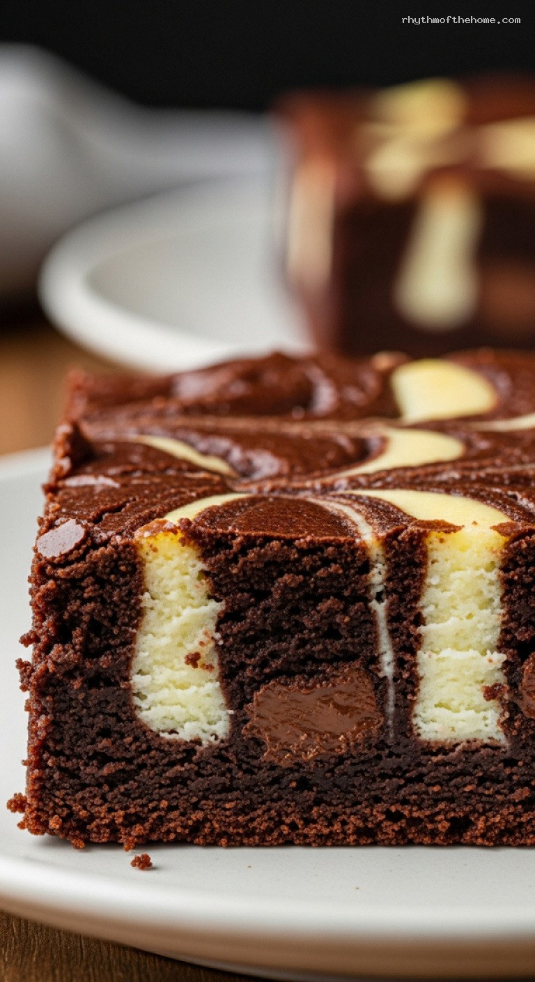 Fudgy Chocolate Swirl Cheesecake Brownies – Closeup