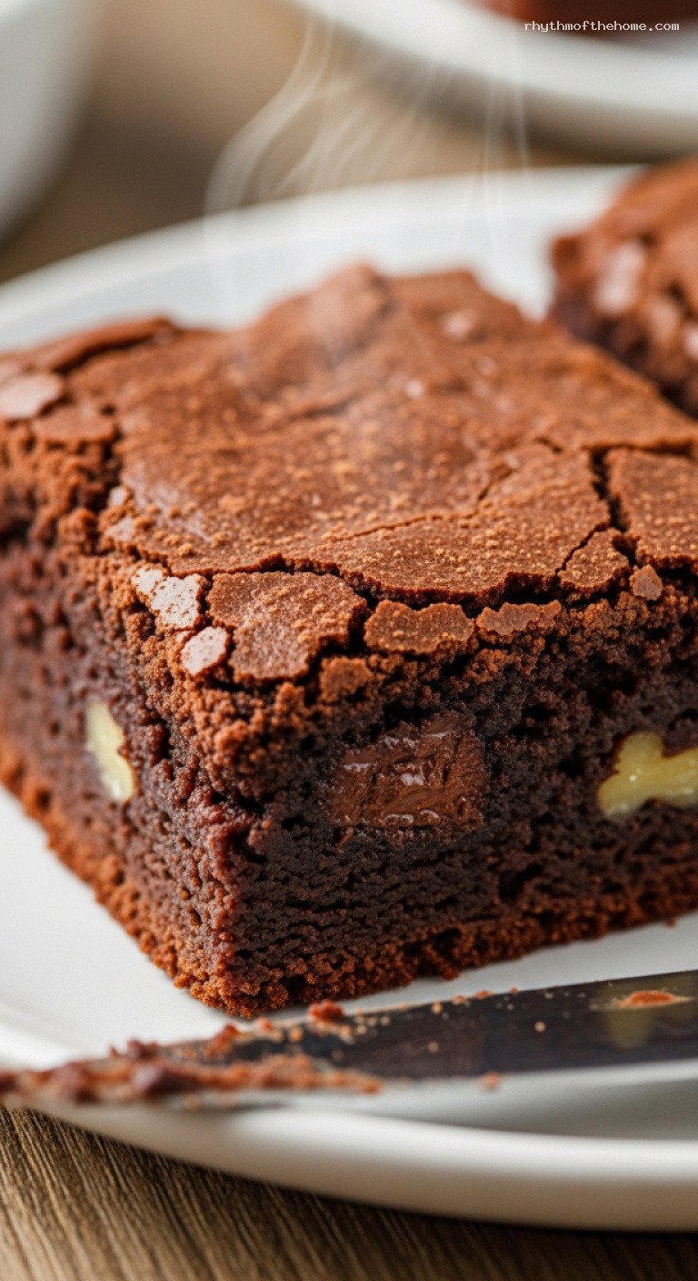 Fudgy Dark Chocolate Walnut Brownies – Closeup