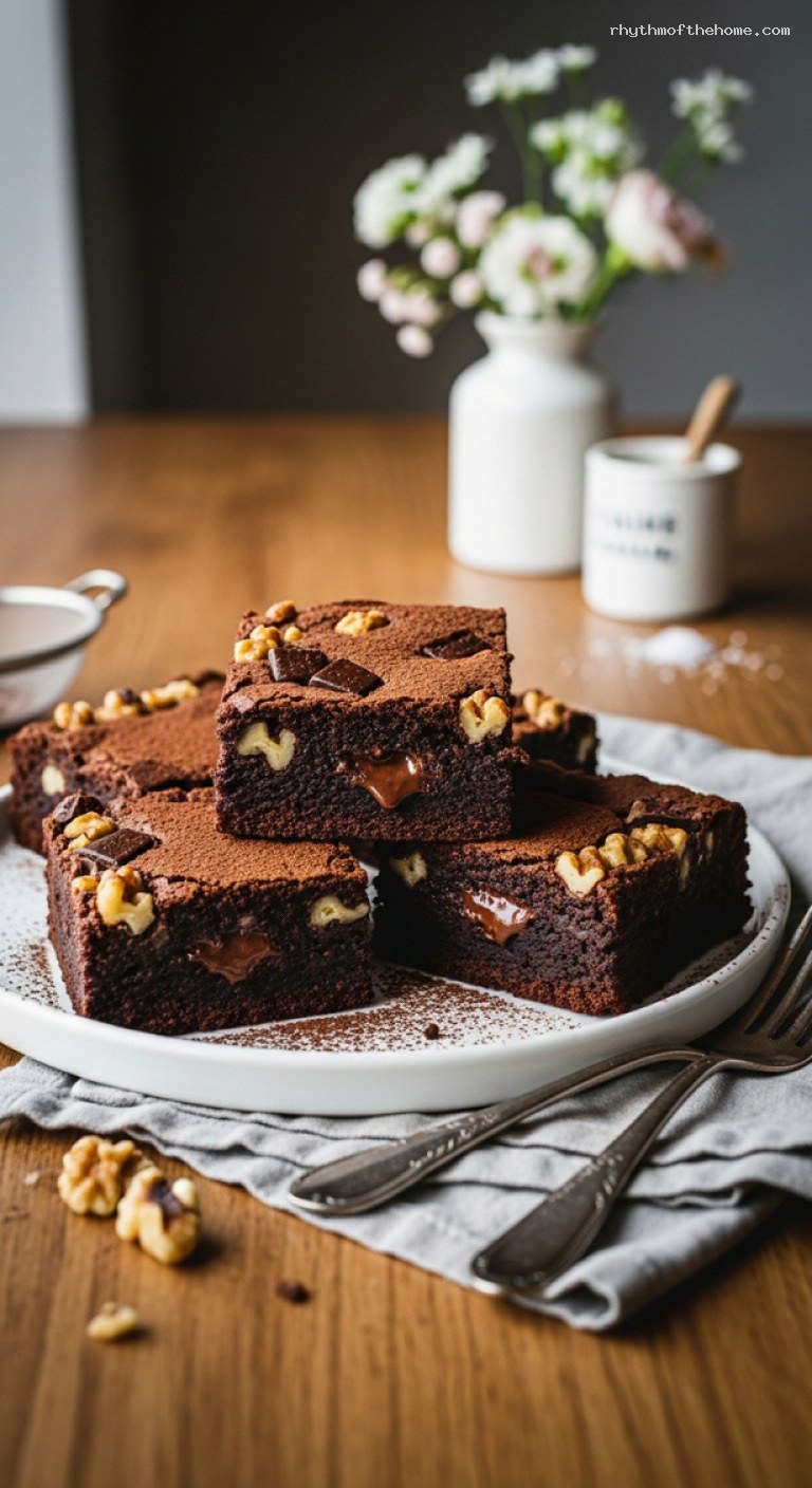 Fudgy Dark Chocolate Walnut Brownies