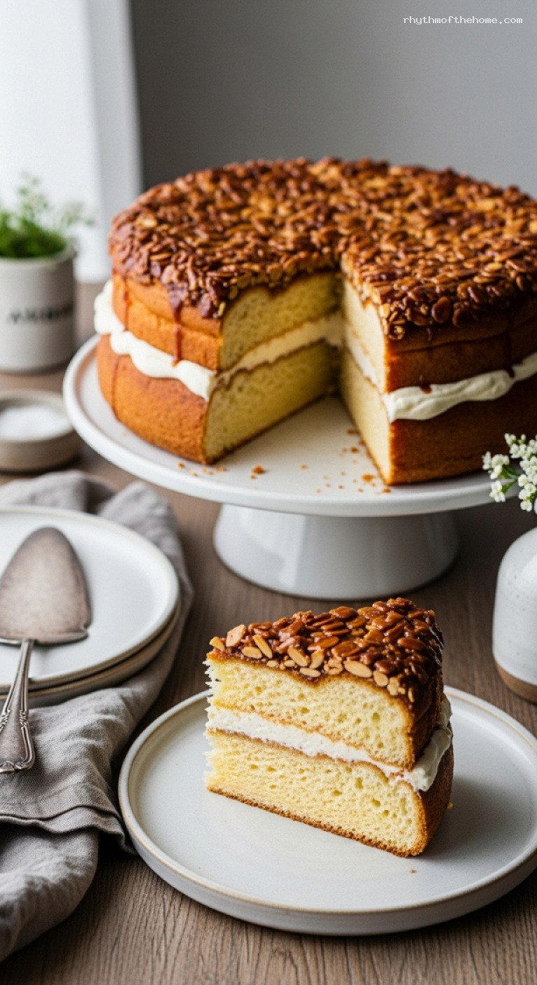 German Bee Sting Cake with Vanilla Cream Filling