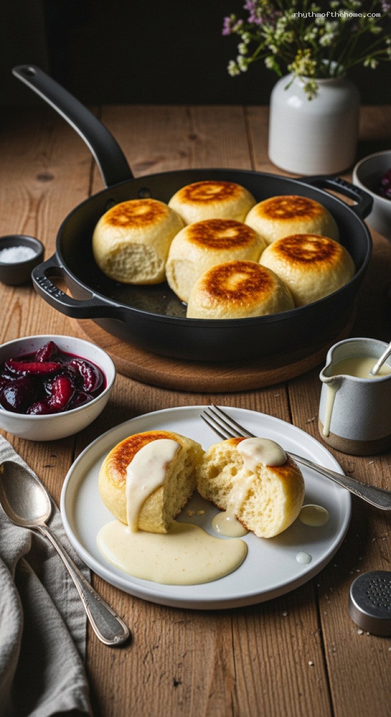 German Dampfnudeln: Pillowy Caramelized Steamed Buns With Vanilla Sauce