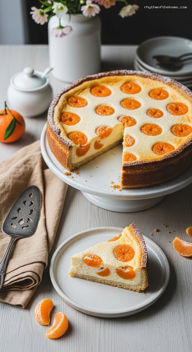 German Käsekuchen with Juicy Mandarin Oranges