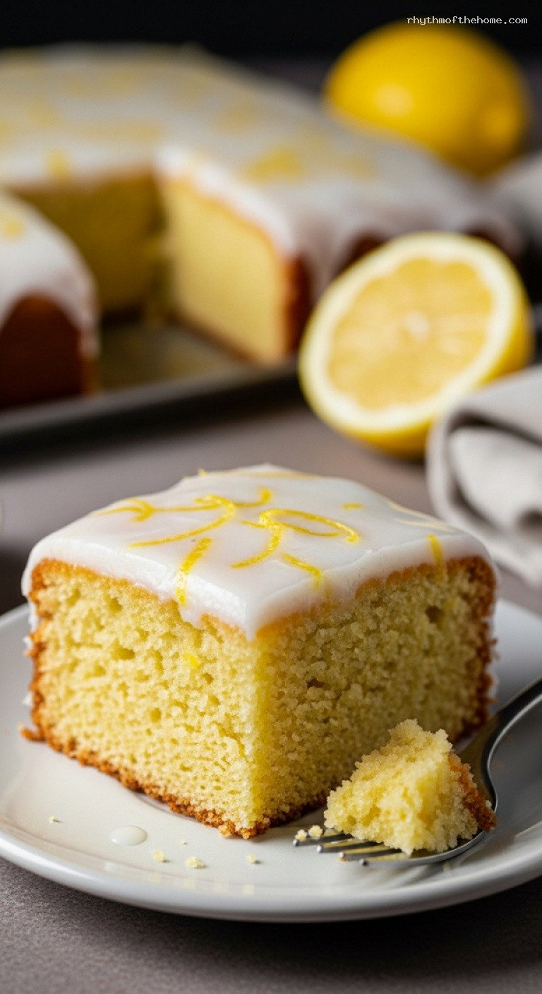 German Lemon Sheet Cake (Zitronenkuchen Vom Blech) – Closeup