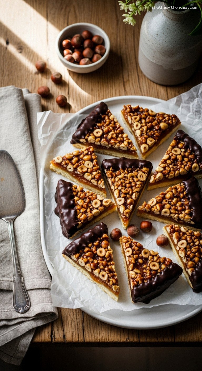 German Nussecken Hazelnut Shortbread Triangles With Dark Chocolate