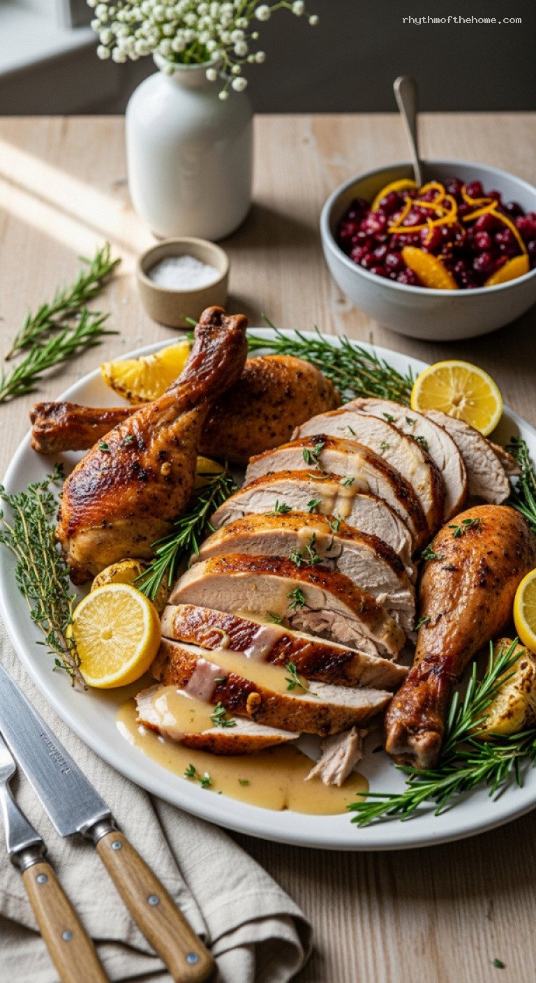 Herb Butter Roast Turkey With Pan Gravy and Cranberry Orange Relish