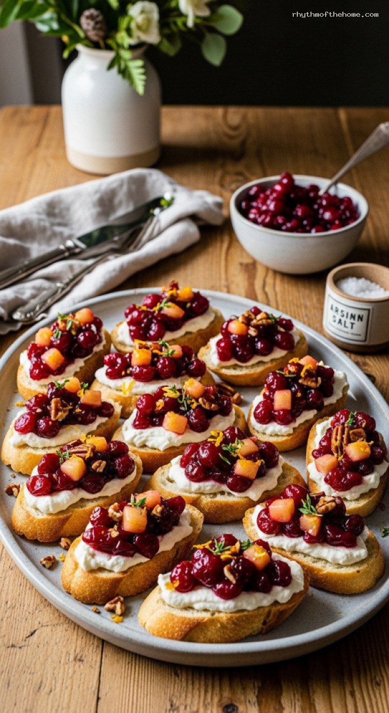 Holiday Cranberry-Apple Chutney Crostini with Whipped Brie