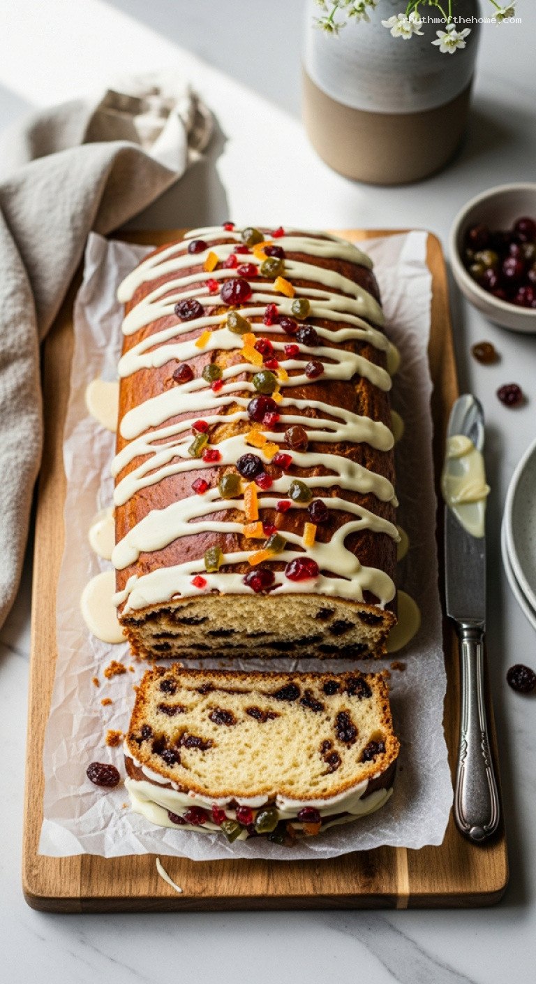 Holiday Spiced Rum Raisin Loaf With Vanilla Glaze