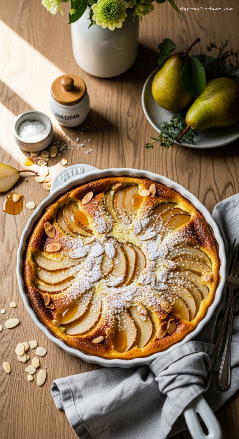 Honey-Roasted Pear Clafoutis with Light Custard Batter