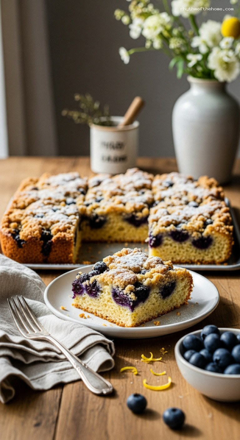 Lemon Blueberry Buckle with Buttery Streusel Topping