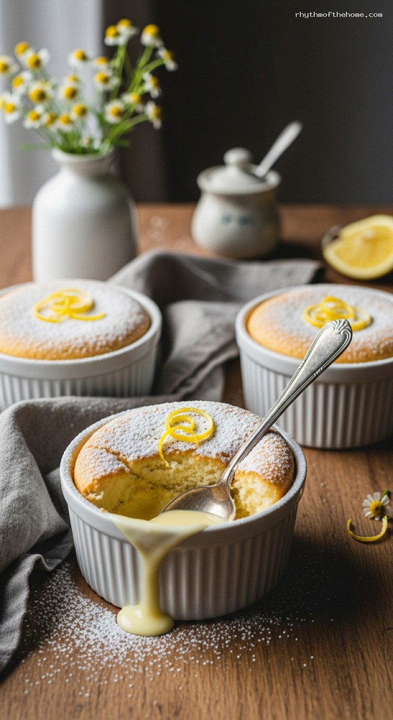 Lemon Pudding Cake with Fluffy Top and Custard Base
