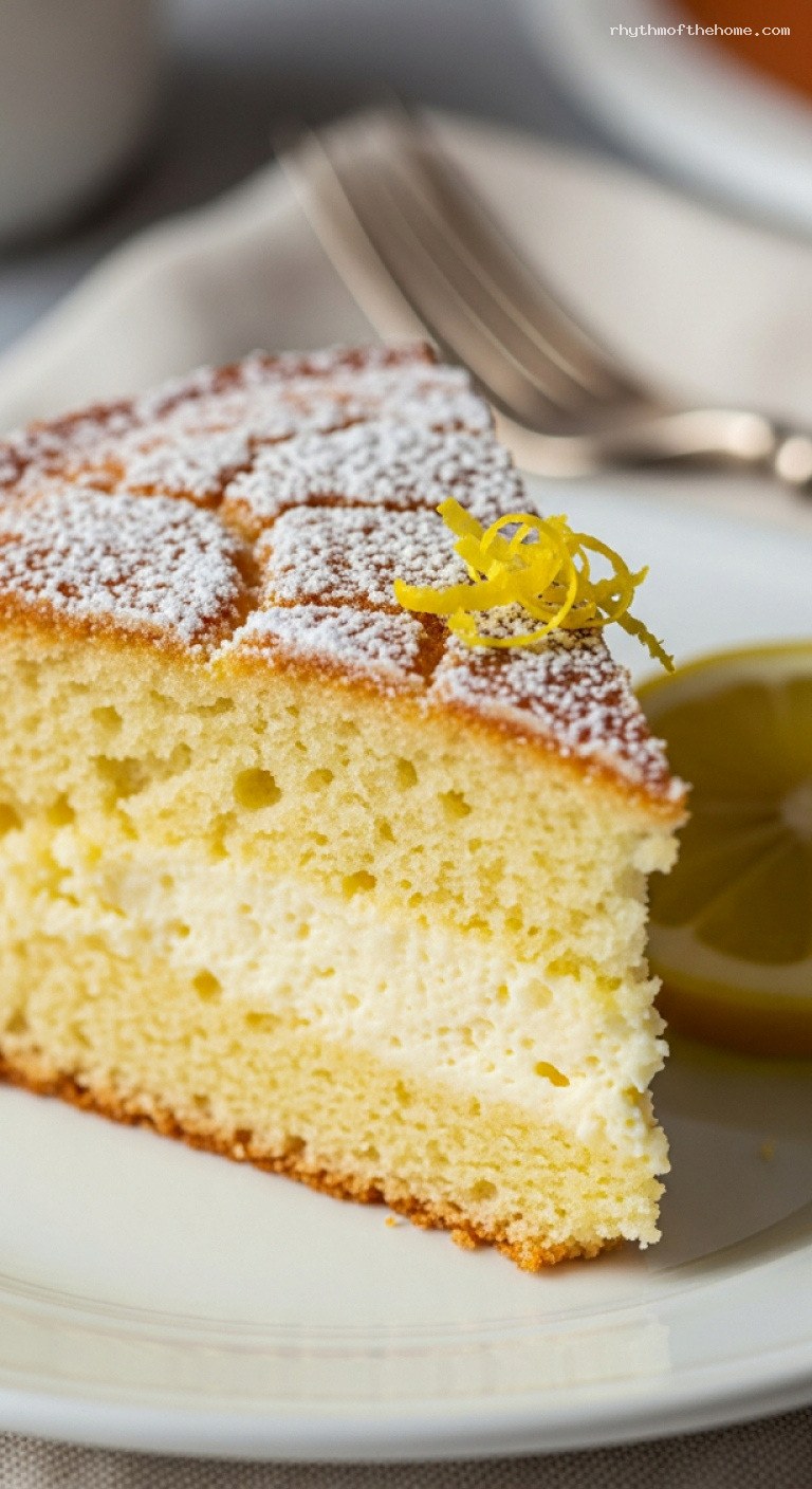 Light and Moist Lemon Ricotta Cake – Closeup