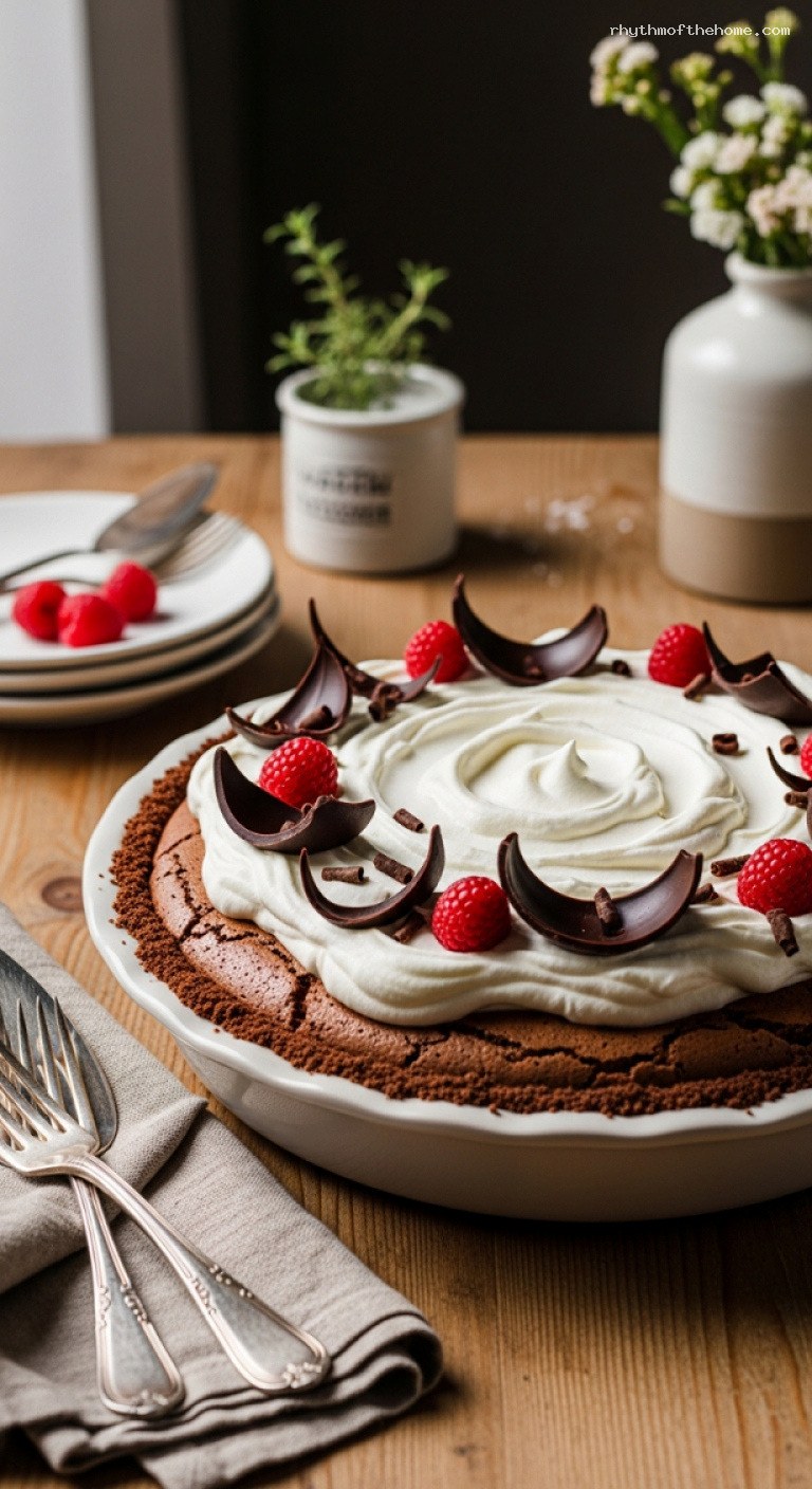 Light Baked Chocolate Mousse Pie with Cookie Crust