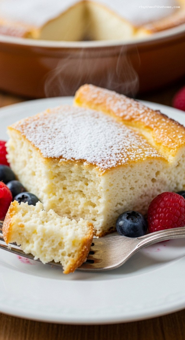 Light German Quark Soufflé Bake with Berries – Closeup