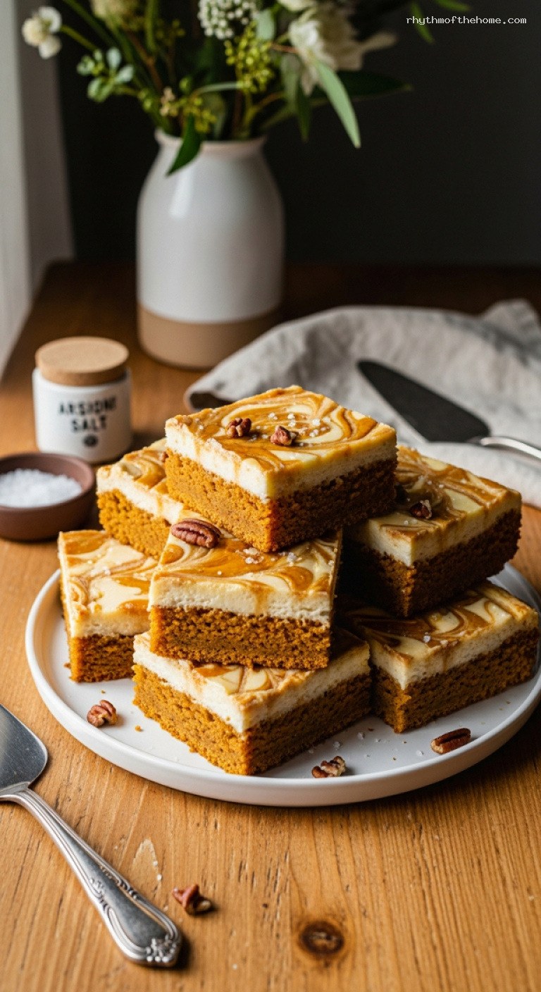Maple Cream Cheese Swirled Pumpkin Bars