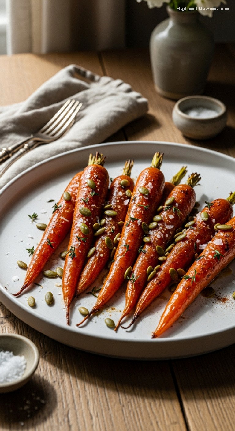 Maple-Glazed Roasted Carrots with Pepitas and Thyme