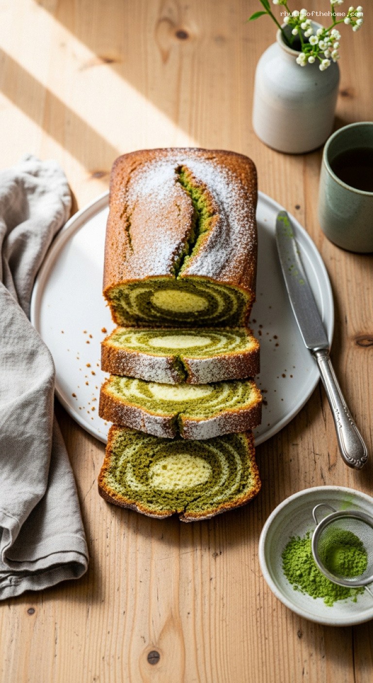 Matcha Vanilla Swirl Pound Cake