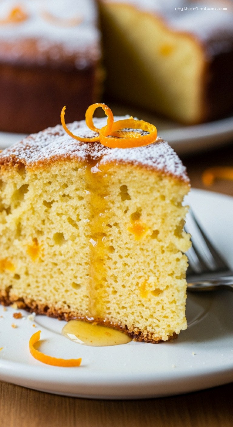 Moist Orange Olive Oil Cake with Bright Citrus – Closeup
