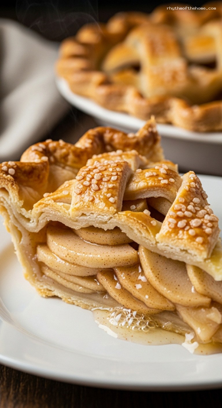 Old-Fashioned Double-Crust Apple Pie With Cinnamon Filling – Closeup