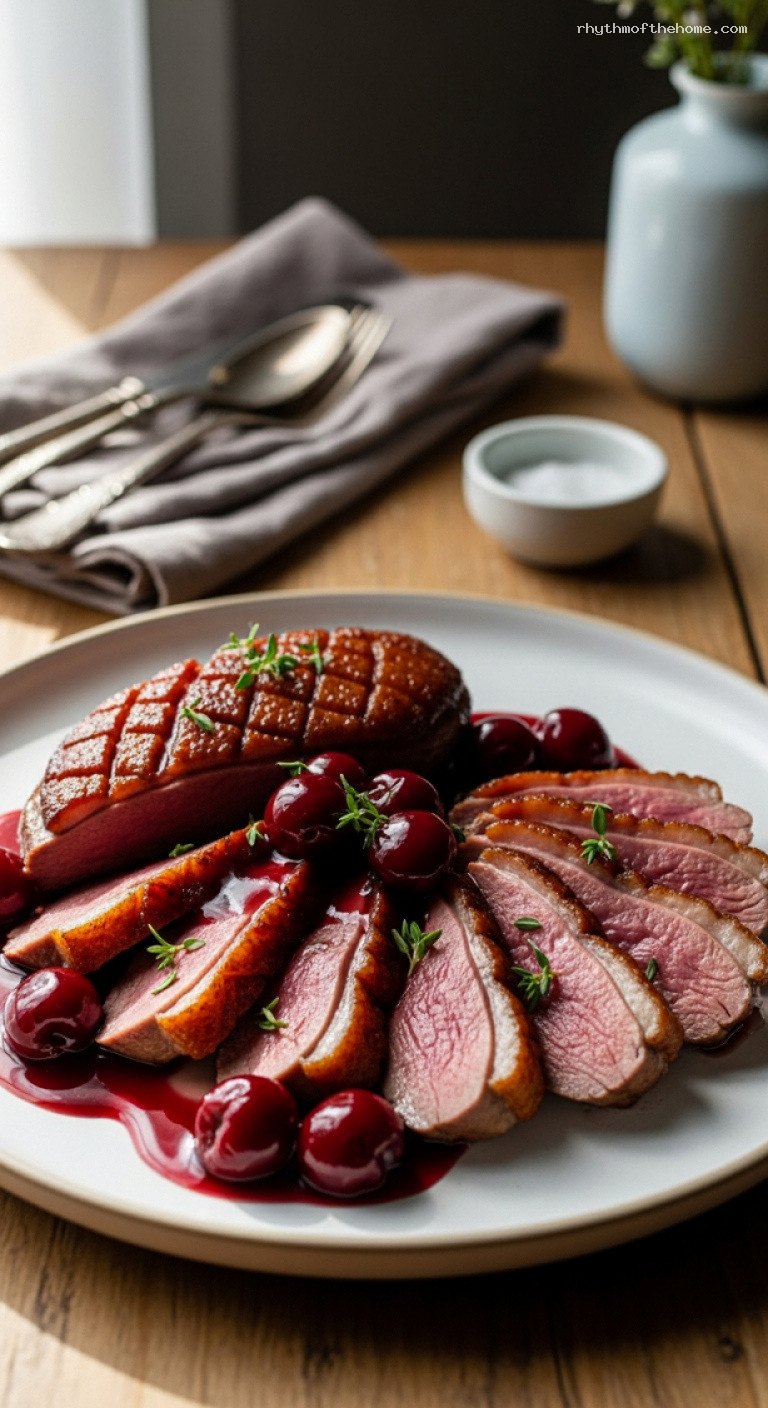 Pan-Seared Duck Breast with Cherry Red Wine Glaze