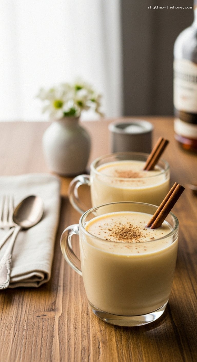 Rich Homemade Eggnog With Rum, Bourbon, and Nutmeg