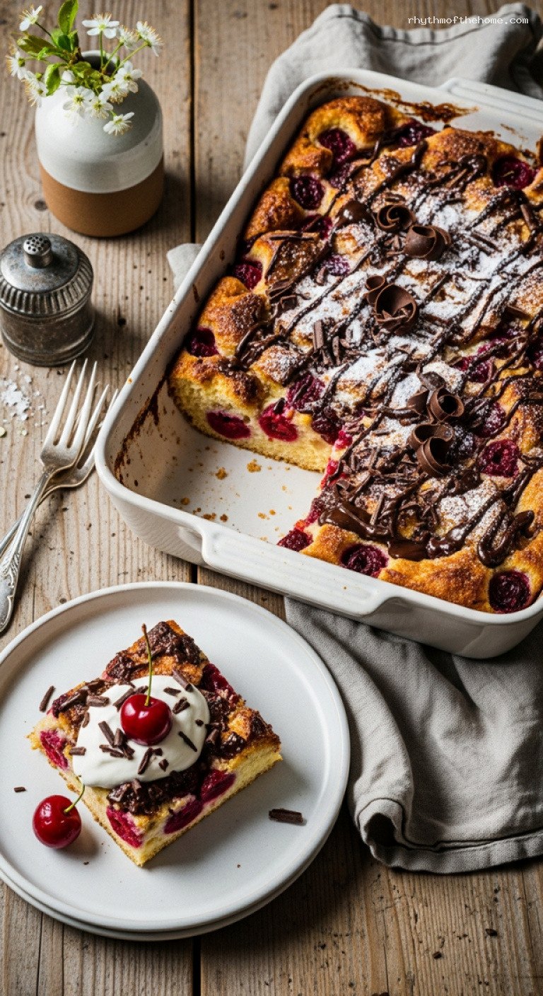 Rustic Kirschplotzer Cherry Bread Pudding from Baden