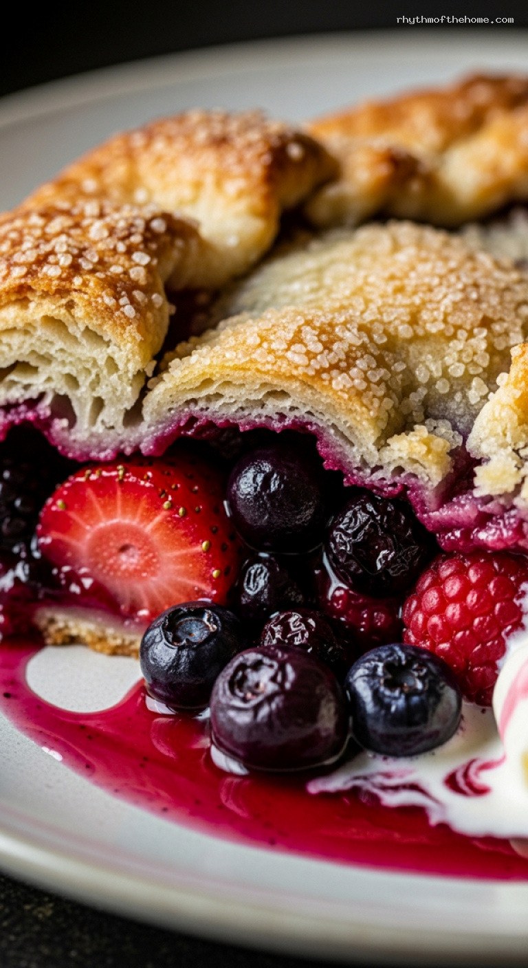 Rustic Mixed Berry Galette With Lemon and Vanilla – Closeup