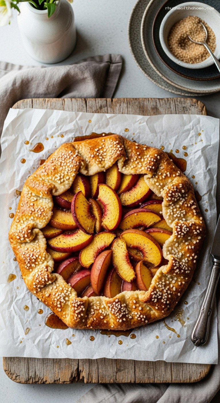 Rustic Peach Galette With Flaky Freeform Crust