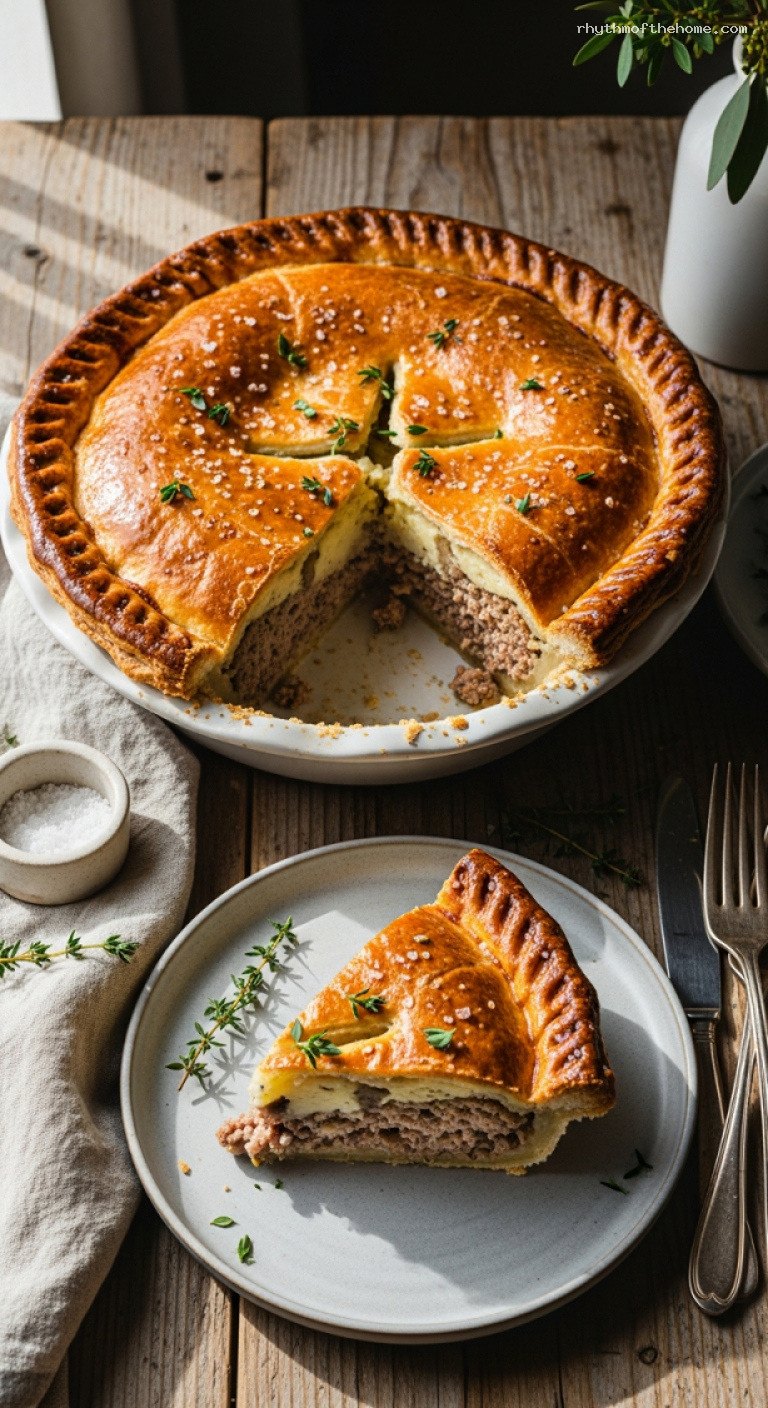 Rustic Pork Tourtière with Potatoes and Onions