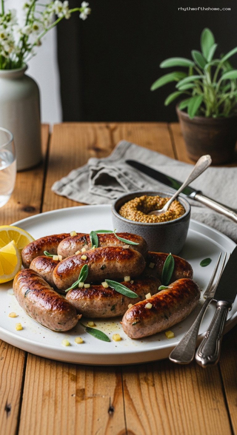 Sage and Apple Pork Sausages with Mustard