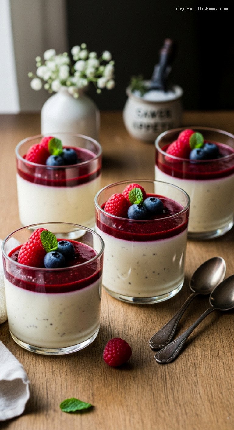 Silky Vanilla Bavarian Cream with Berry Coulis