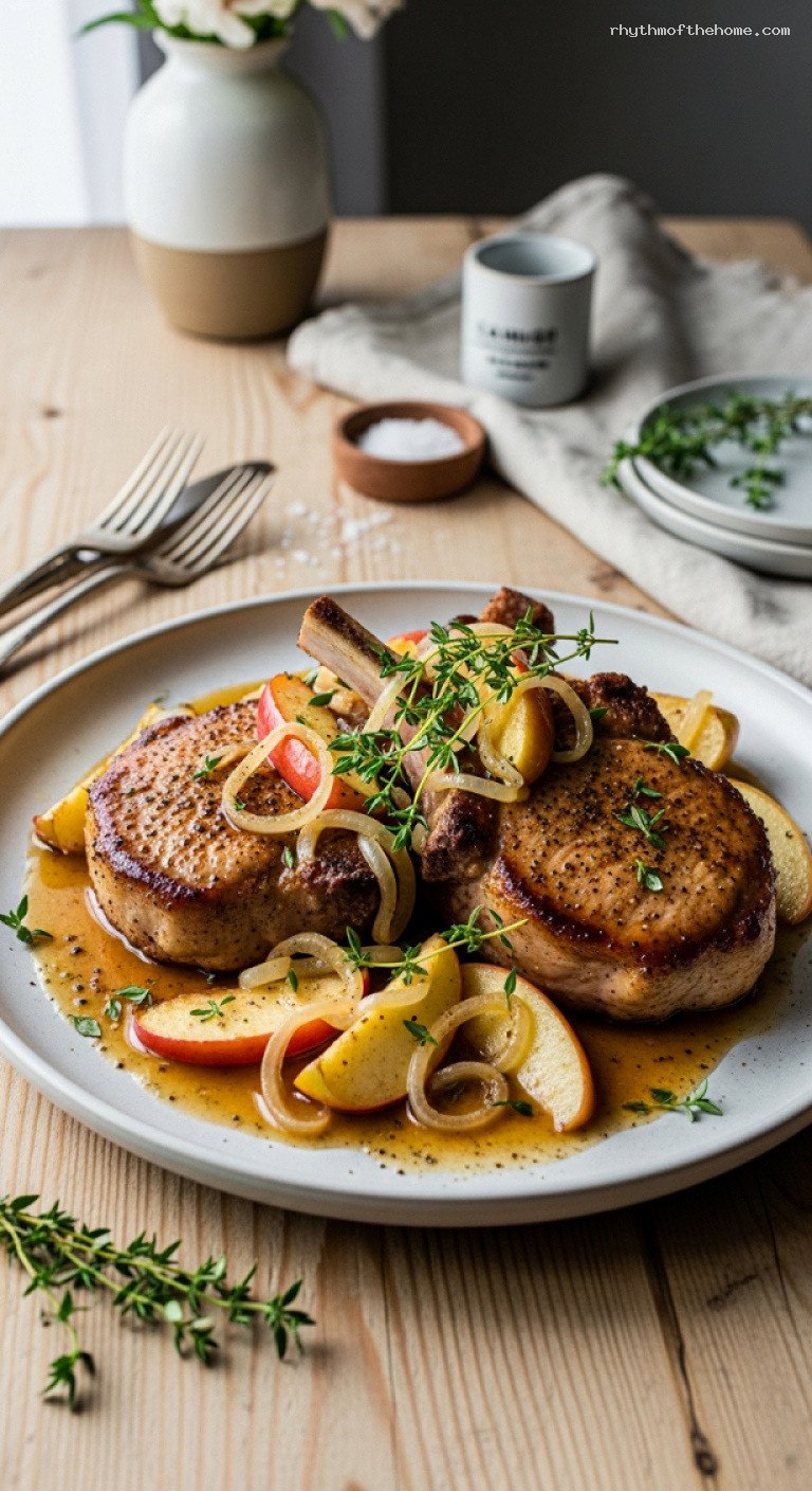 Skillet Pork Chops with Cinnamon Apples and Cider