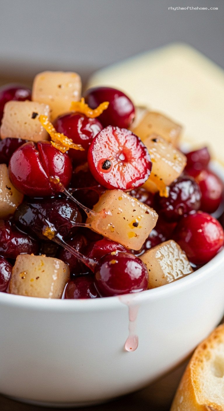 Slow-Simmered Cranberry Pear Chutney With Warm Spices – Closeup
