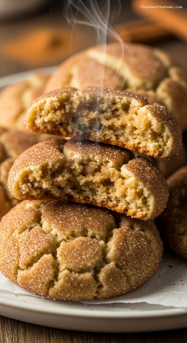 Soft and Chewy Snickerdoodles with Cinnamon Sugar – Closeup