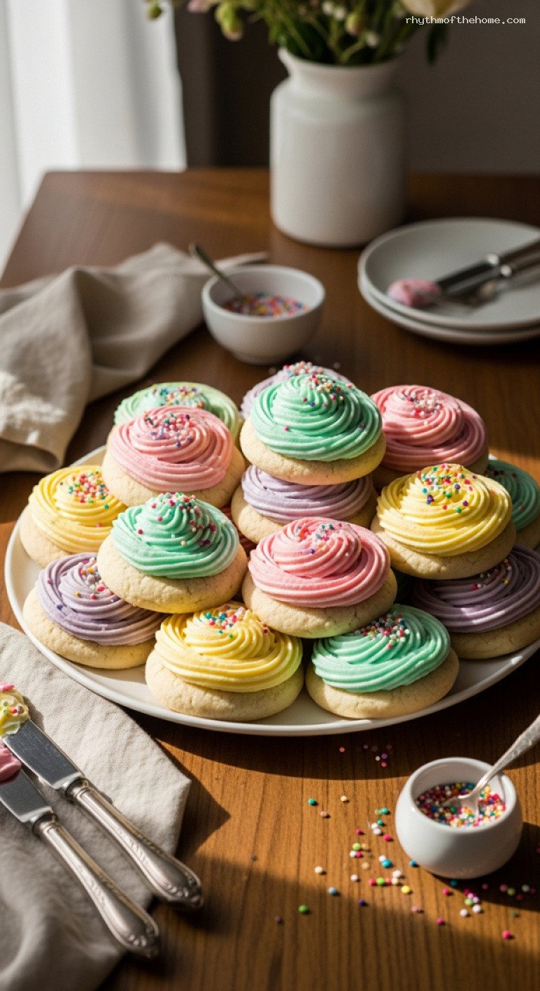 Soft Frosted Sugar Cookies with Buttercream and Sprinkles