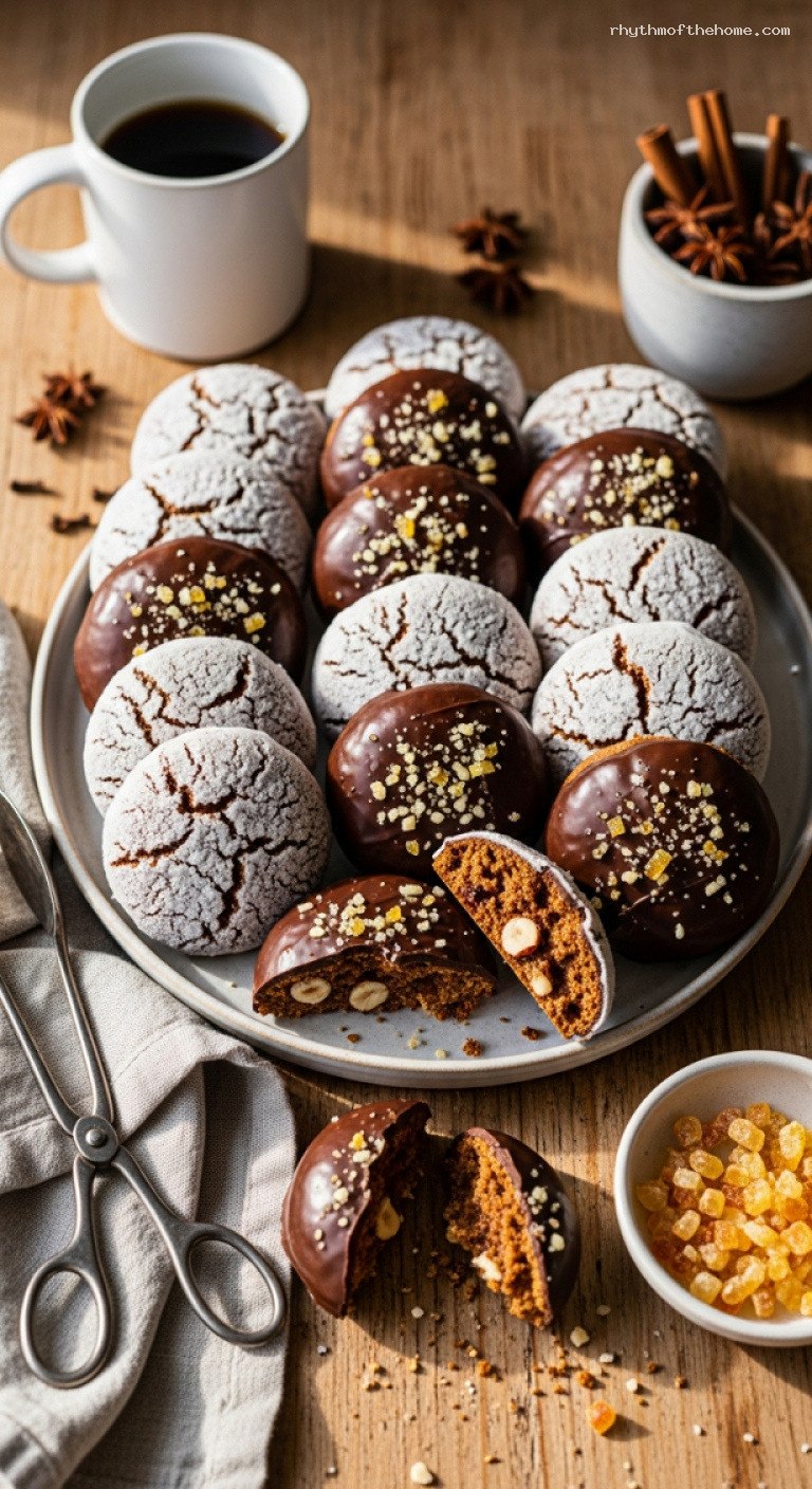 Soft German Lebkuchen Gingerbread Cookies With Chocolate Glaze
