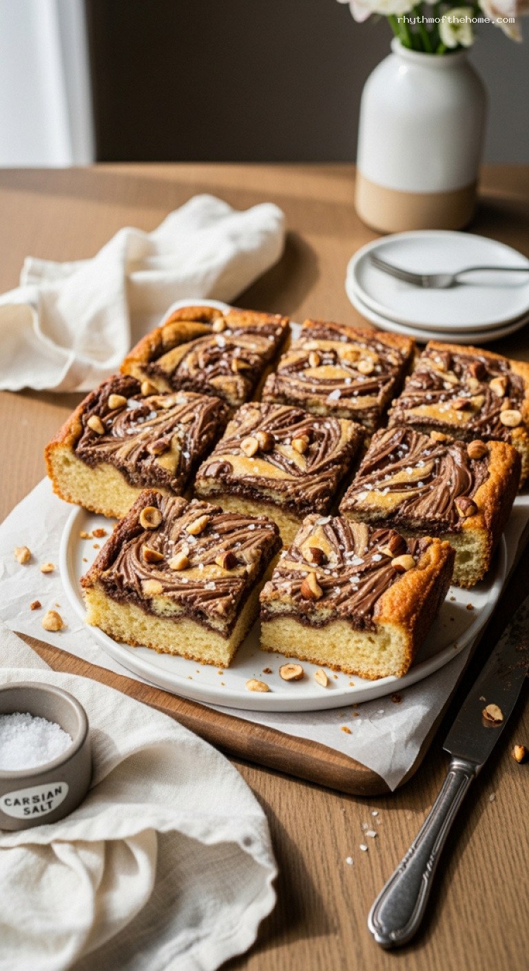 Soft Vanilla Bars With Caramelized Nutella Swirls