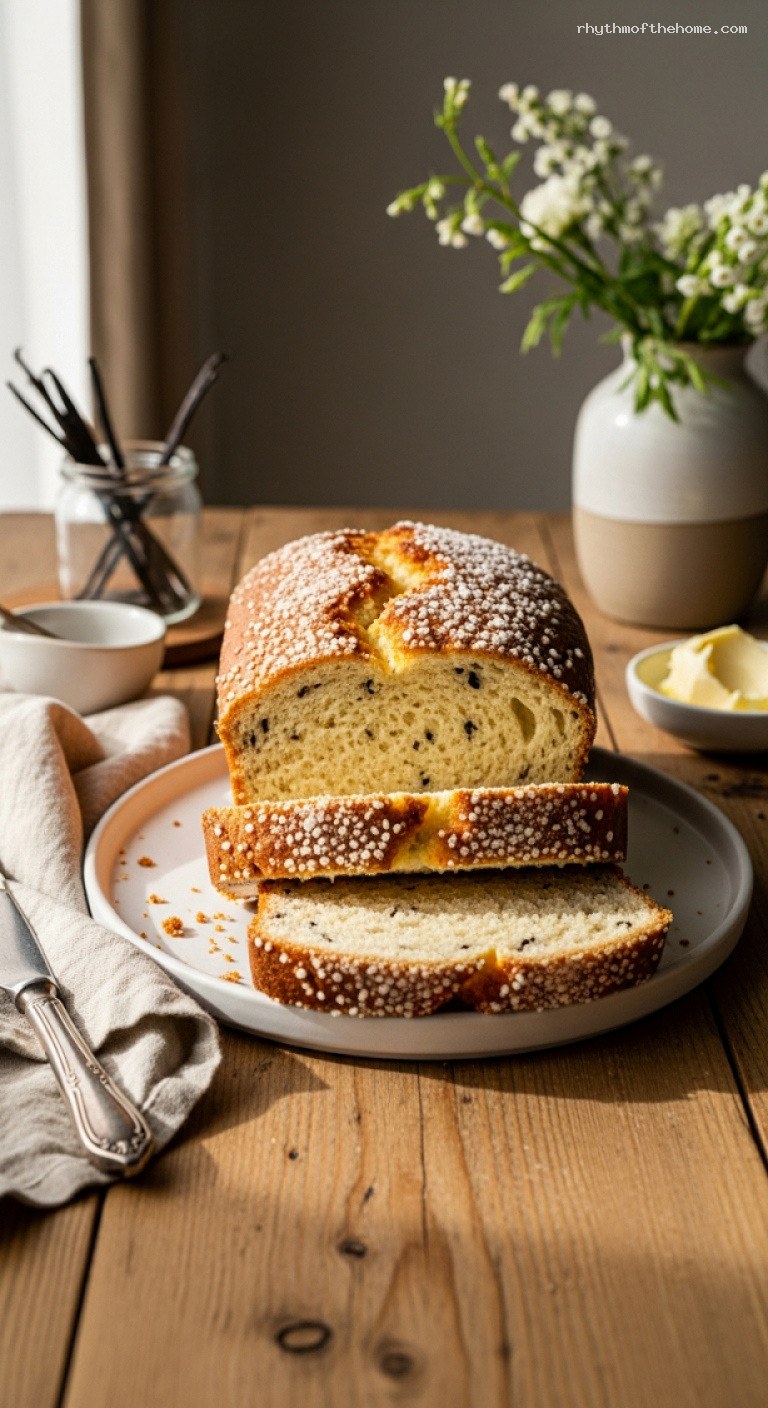 Soft Vanilla Bean Bread with Delicate Sugar Crust
