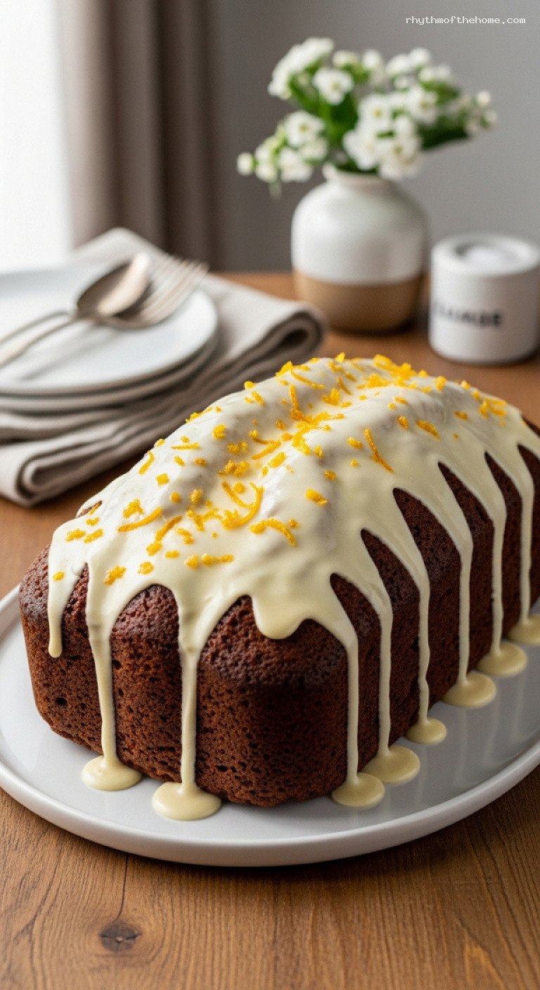 Spiced Ginger Molasses Loaf with Citrus Cream Cheese Glaze