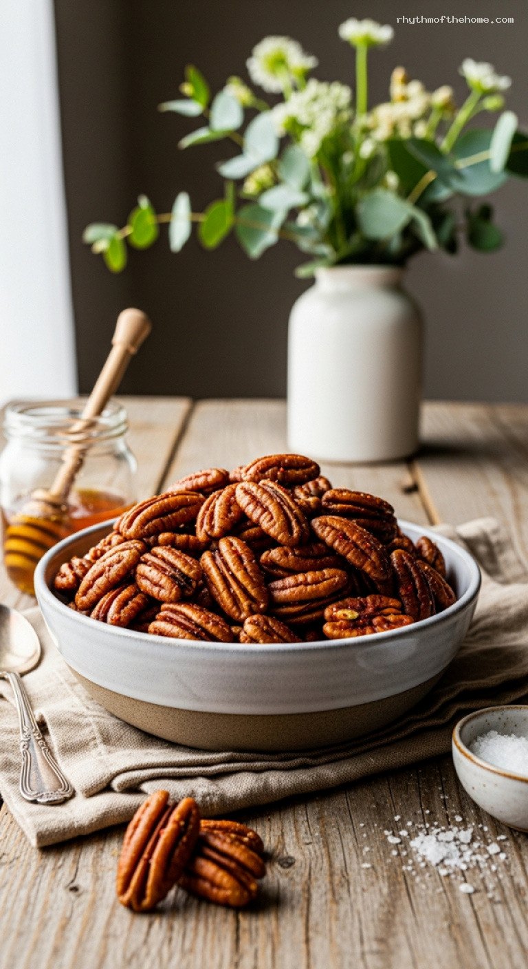 Spiced Honey Roasted Pecans with Cinnamon and Cayenne