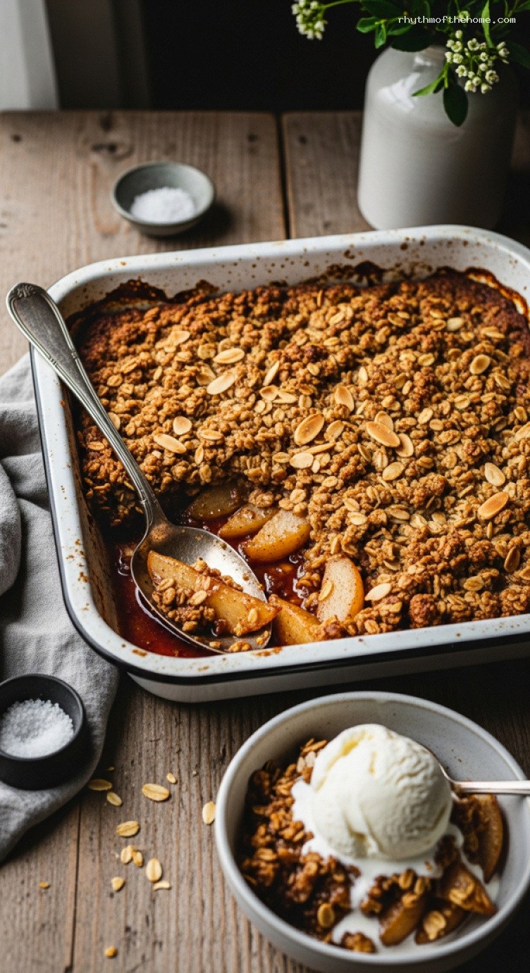 Spiced Pear Crisp with Crunchy Oat Almond Topping