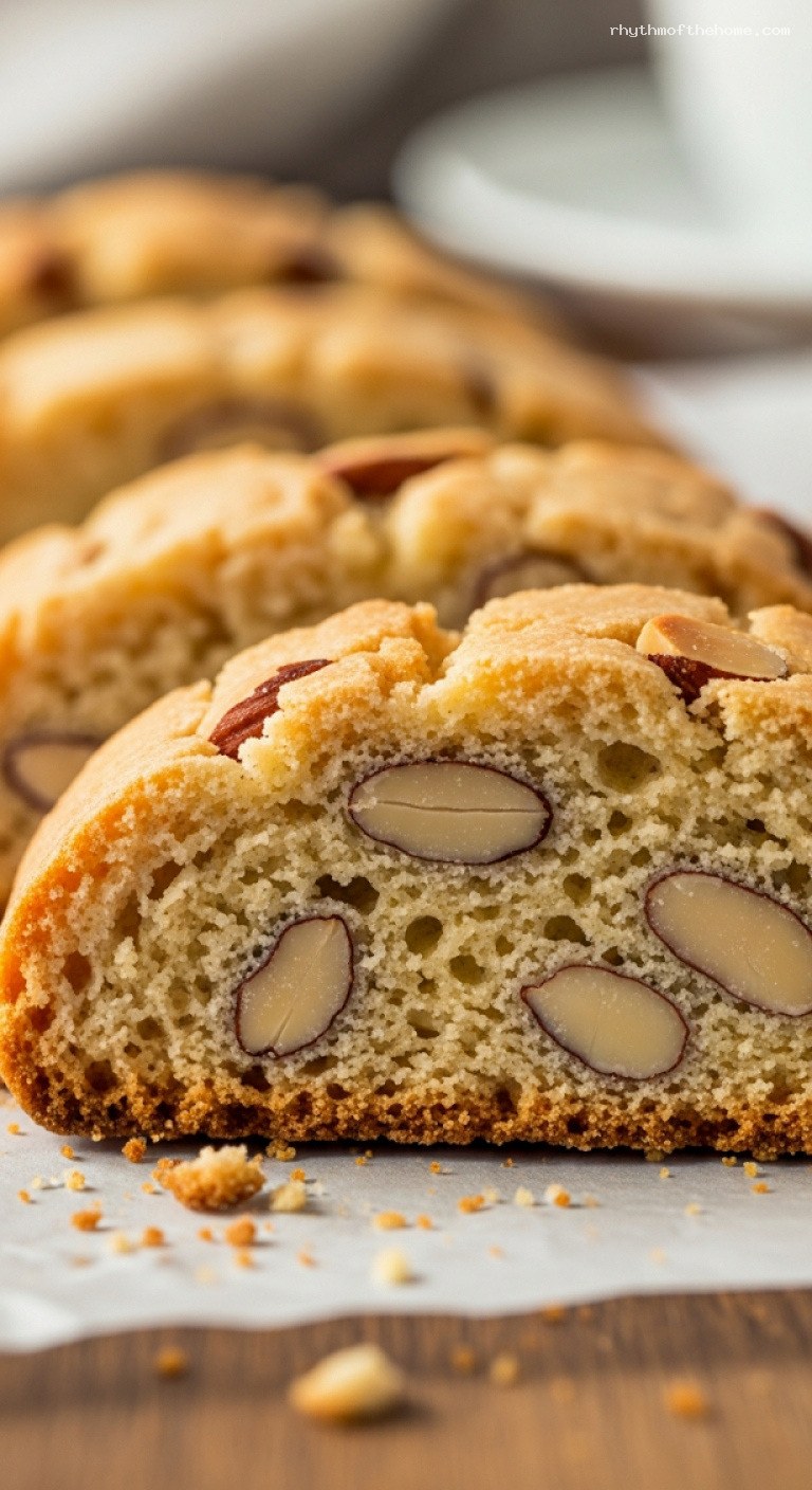 Twice-Baked Almond Biscotti with Toasted Almonds – Closeup
