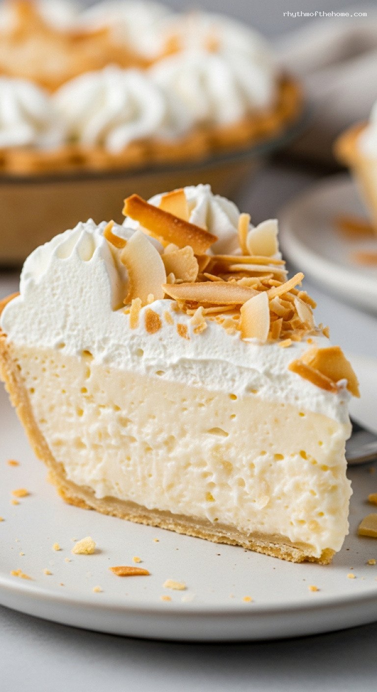 Ultimate Coconut Cream Pie With Toasted Coconut Whipped Cream – Closeup