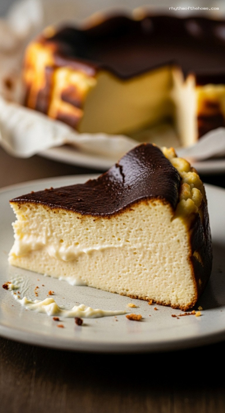 Ultra Creamy Basque Burnt Cheesecake With Caramelized Top – Closeup