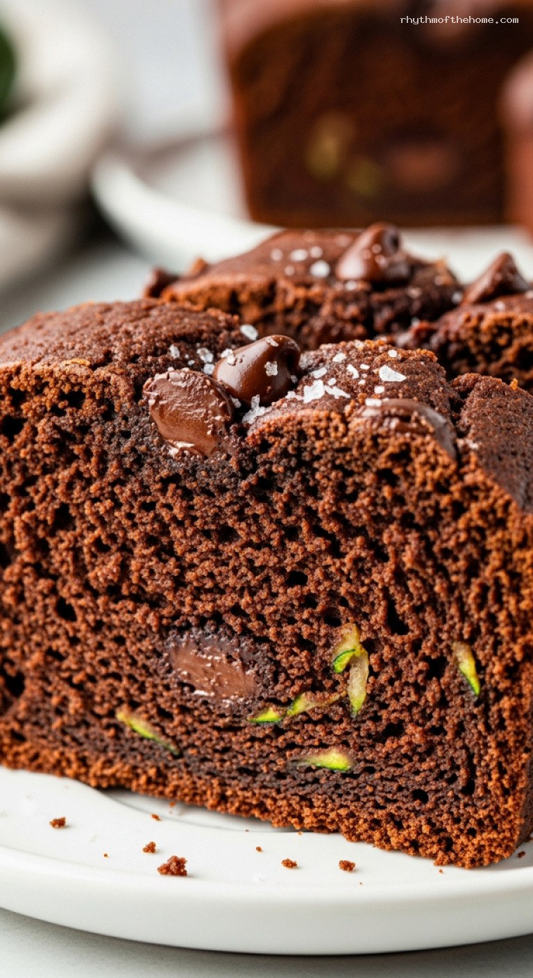 Ultra-Moist Chocolate Zucchini Loaf Cake – Closeup