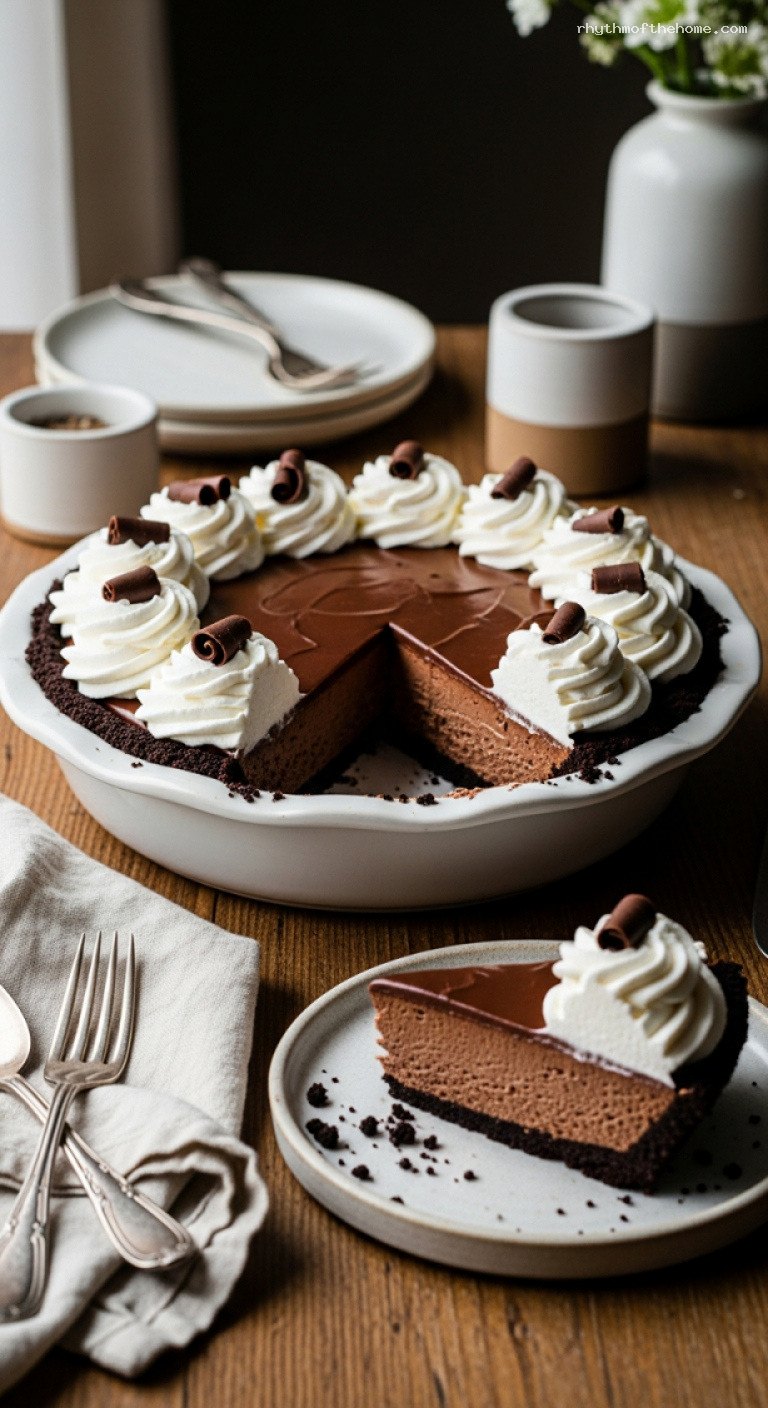 Ultra-Smooth Chocolate Silk Pie with Whipped Cream