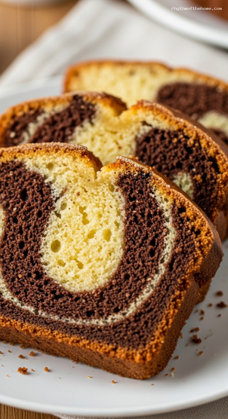 Vanilla and Chocolate Marble Loaf Cake – Closeup