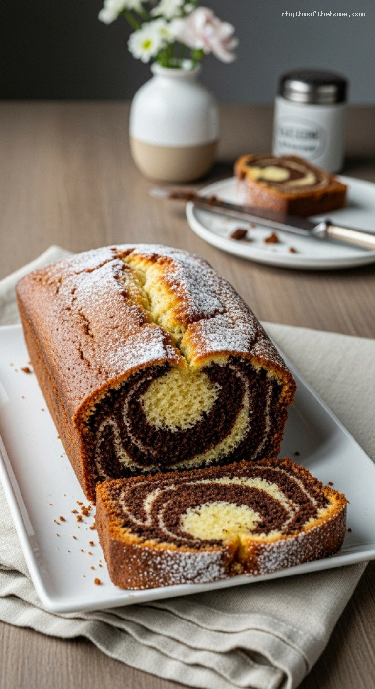 Vanilla and Chocolate Marble Loaf Cake