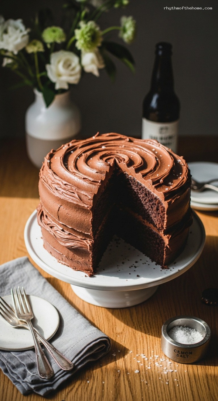 Velvety Chocolate Stout Cake With Deep Malty Flavor