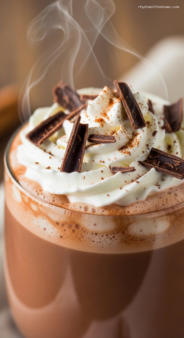 Velvety Spiced Hot Chocolate With Whipped Cream – Closeup