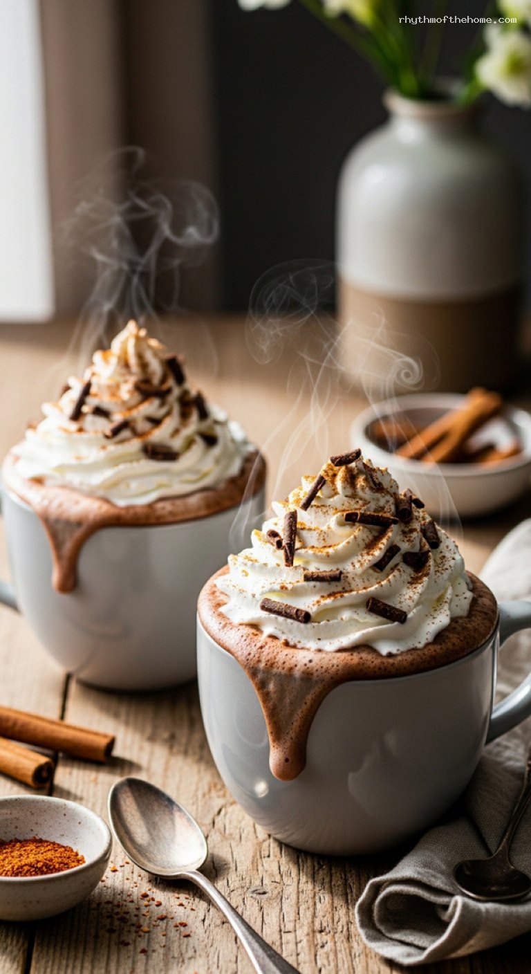 Velvety Spiced Hot Chocolate With Whipped Cream